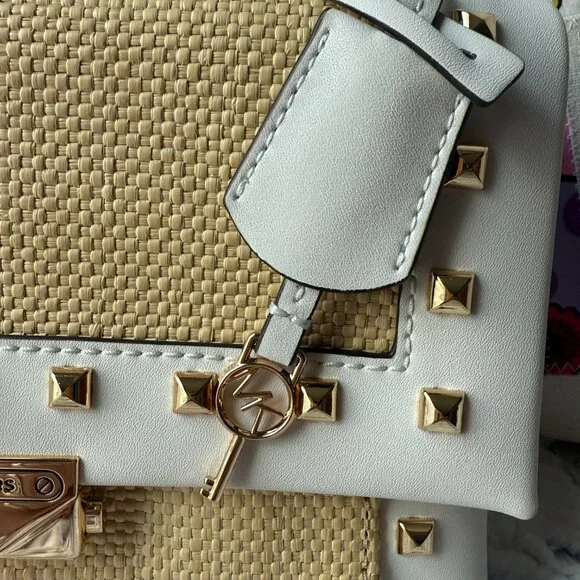 Michael Kors Cece Medium Straw and Studded Shoulder Bag - NWOT - Picture 4 of 15